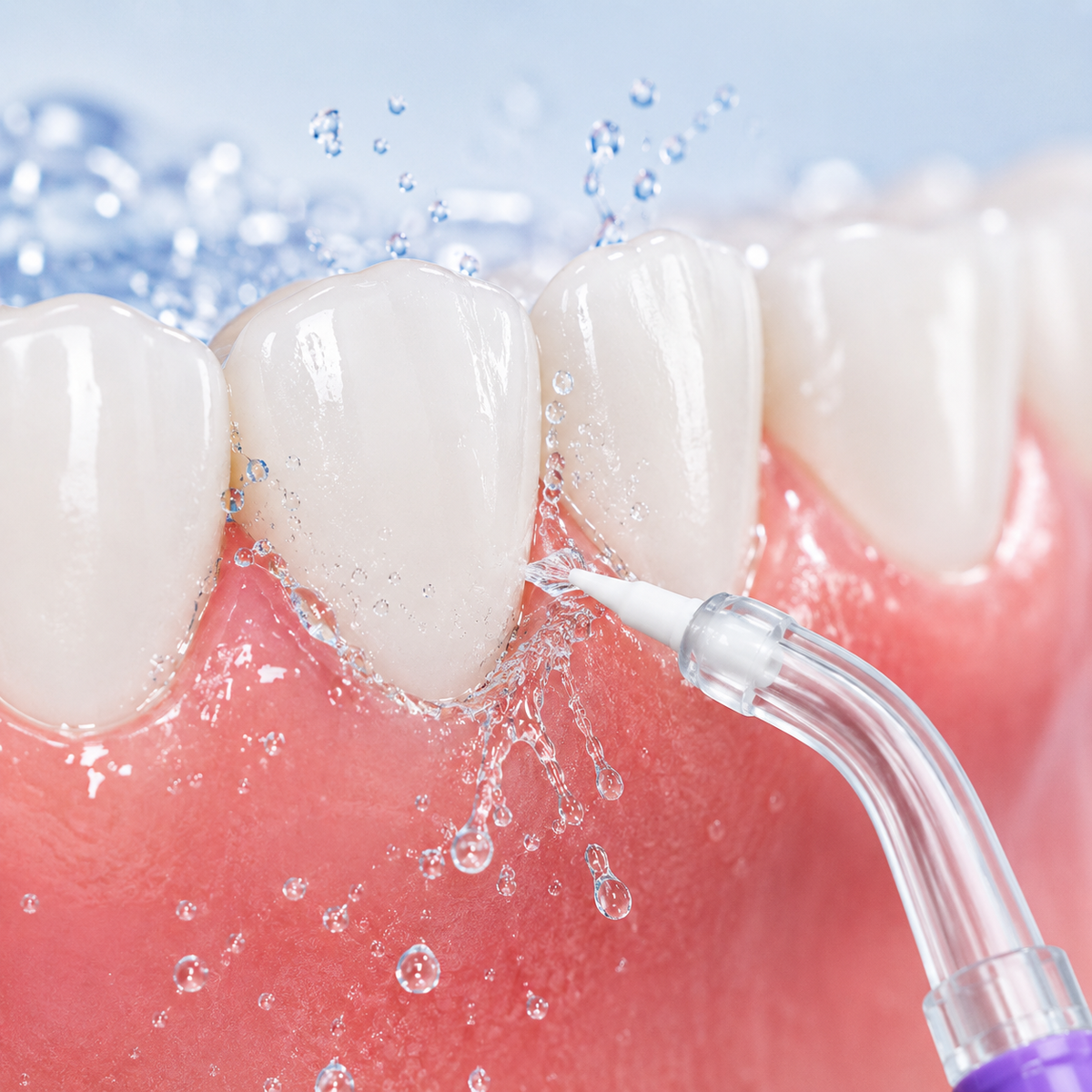 Boquilla periodontal DreamSmile limpiando encías
